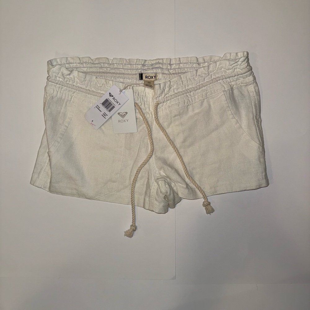 Roxy Off-White Oceanside Short  with Drawstrings